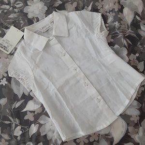 Ivory 100% cotton little girls blouse  MADE IN ITALY size 4
